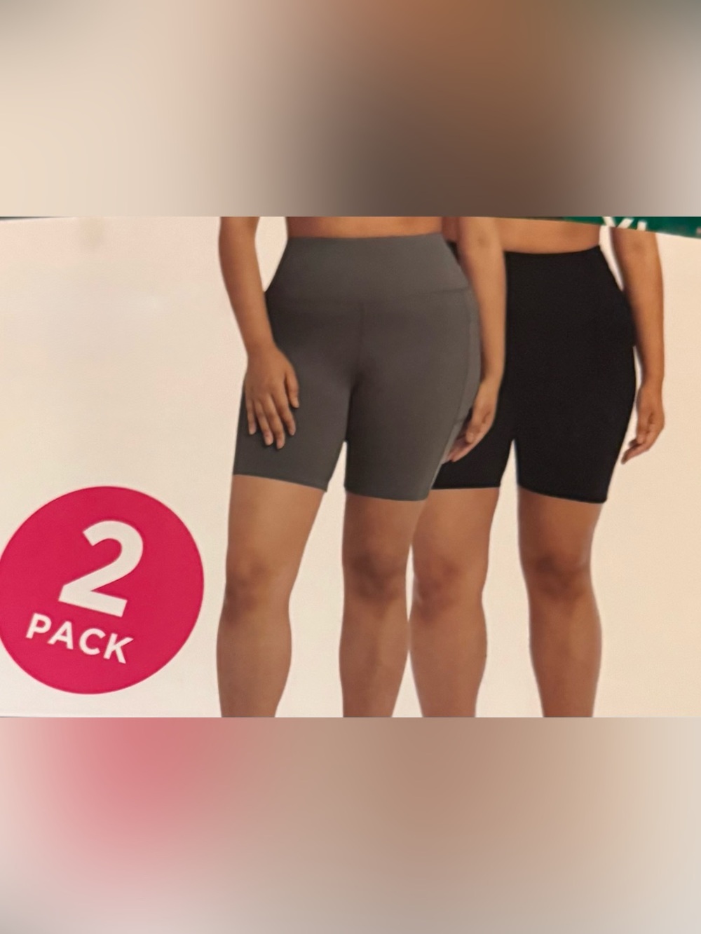 Danskin 2-Pack High-Waist Bike Shorts in Green and Black